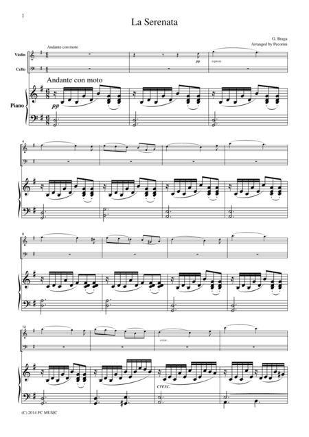 Braga  La Serenata, for piano trio, PB401 (arr. Pecorini)