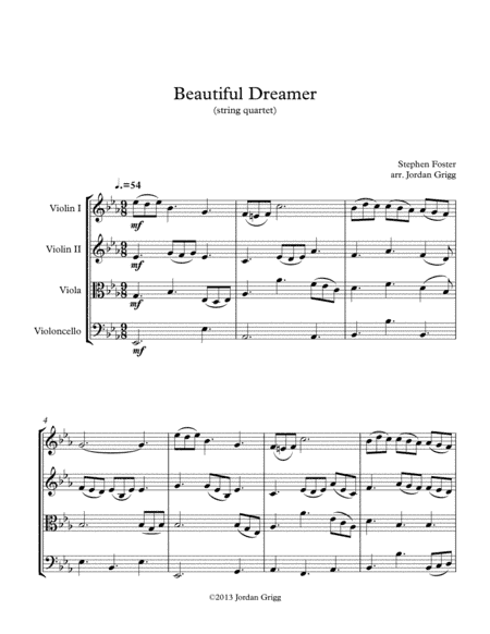 Beautiful Dreamer (string quartet) (arr. Jordan Grigg)