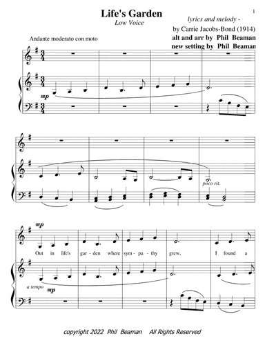 Life's Garden - low voice-piano (arr. Phil Beaman)