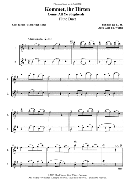 Come, All Ye Shepherds (arr. Gert Th. Walter)