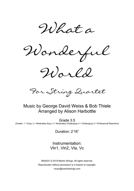 What A Wonderful World (arr. Alison Harbottle)