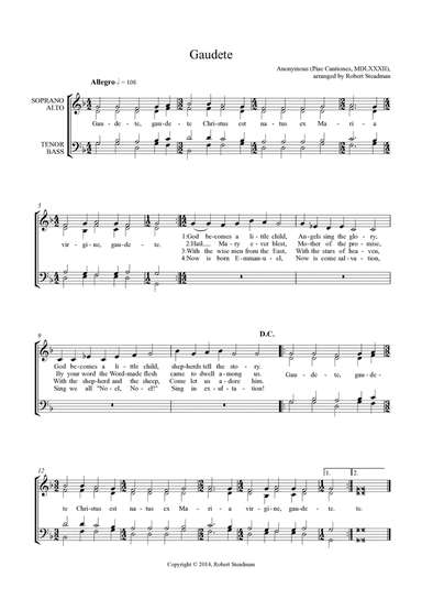 Gaudete (arranged for SATB choir) (arr. Robert Steadman)