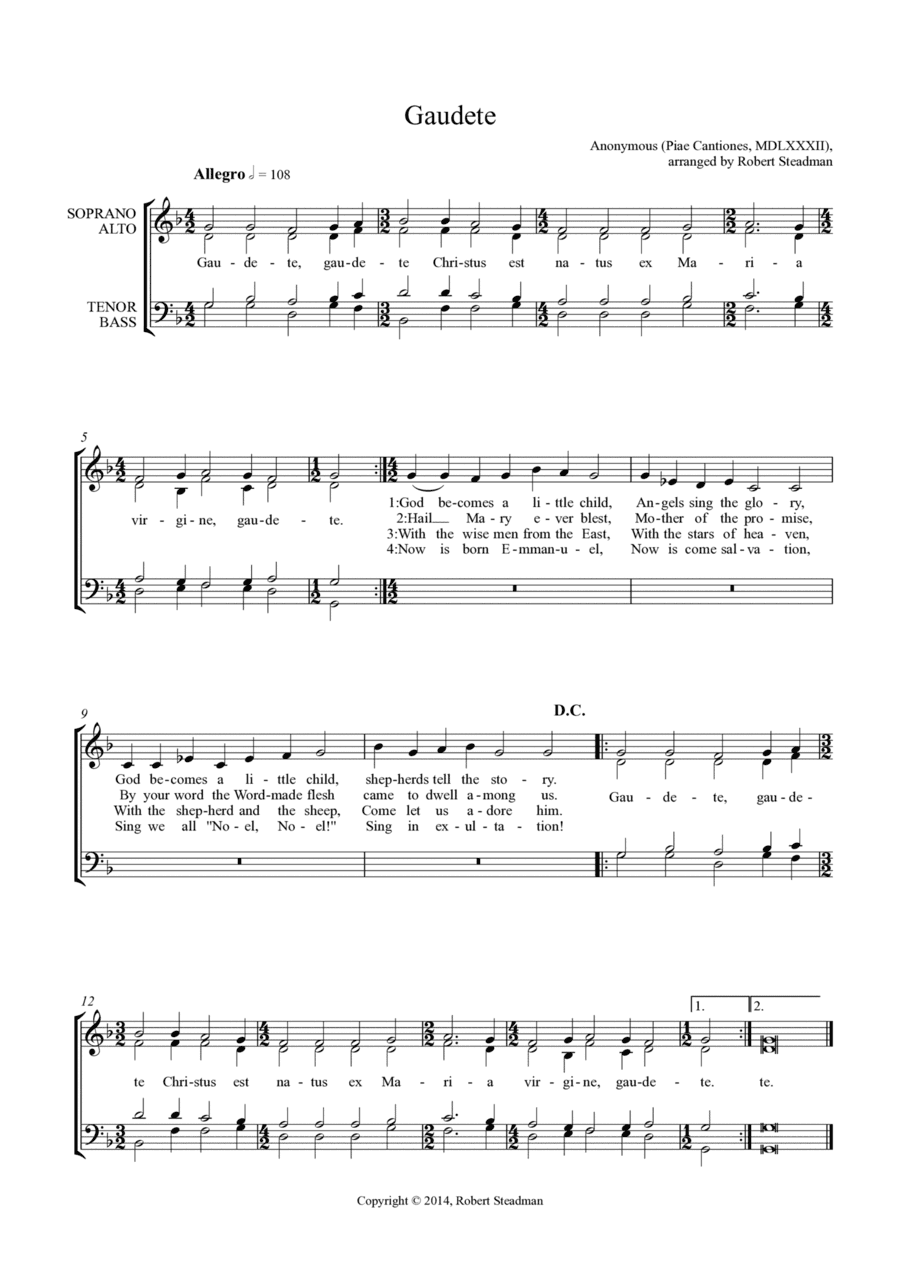 Gaudete (arranged for SATB choir) (arr. Robert Steadman)