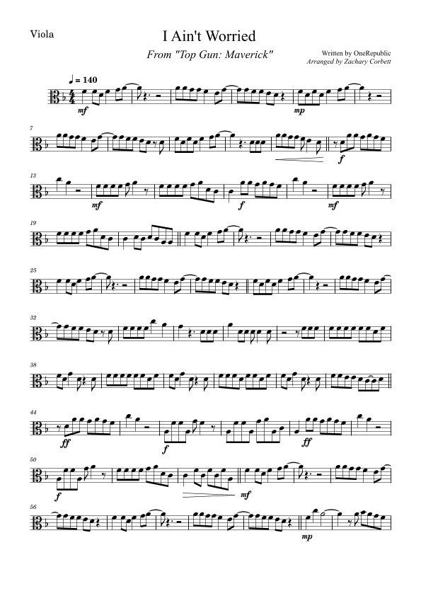 I Ain't Worried (arr. Zachary Corbett)