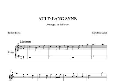 Auld lang syne  in C Piano Easy Christmas carol original rhythm (arr. Milanov)