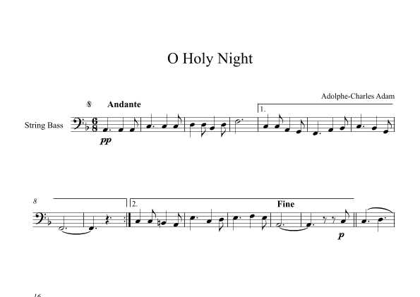 O Holy Night - Adolphe-Charles Adam (String Bass) (arr. Digital Book Music)