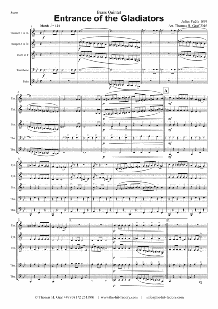 Entrance of the Gladiators (Thunder and Blazes) - Circus March - Brass Quintet (arr. Thomas H. Graf)