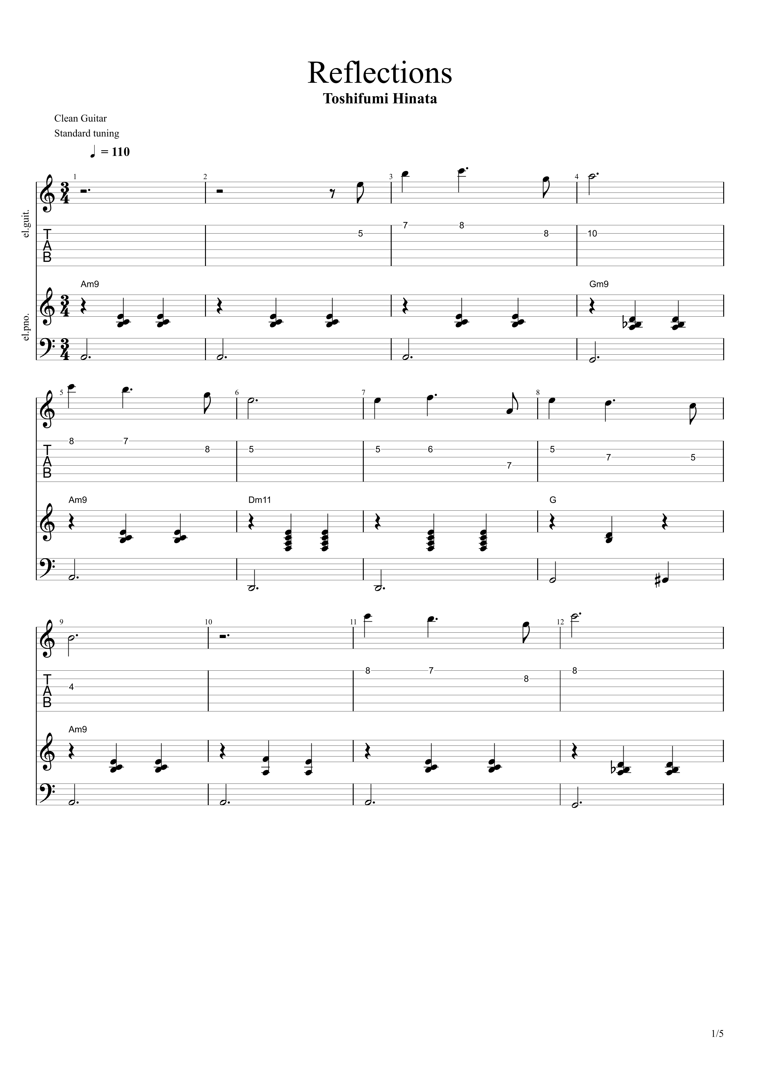 Reflections Toshifumi Hinata (arr. Ksenia Bereziuk)