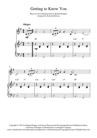 Getting To Know You (arr. Kaiserin Rebecca)