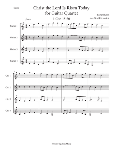 Christ the Lord Is Risen Today for Guitar Quartet (arr. Neal Fitzpatrick)