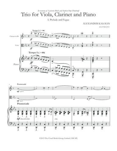 Trio for Viola, Clainet and Piano (2013)