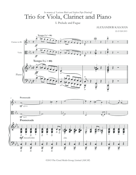 Trio for Viola, Clainet and Piano (2013)