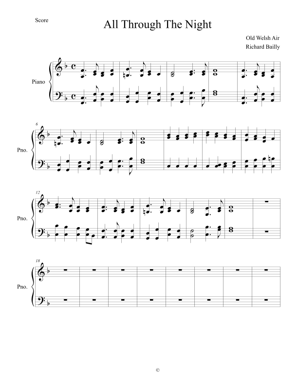 All Through The Night (arr. Richard Bailly)