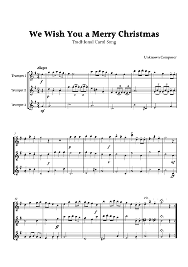 We Wish you a Merry Christmas for Trumpet Trio (arr. Rika K.)