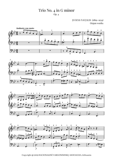 Trio No. 4 in G minor, Op. 4 by Juozas Naujalis (1869–1934)
