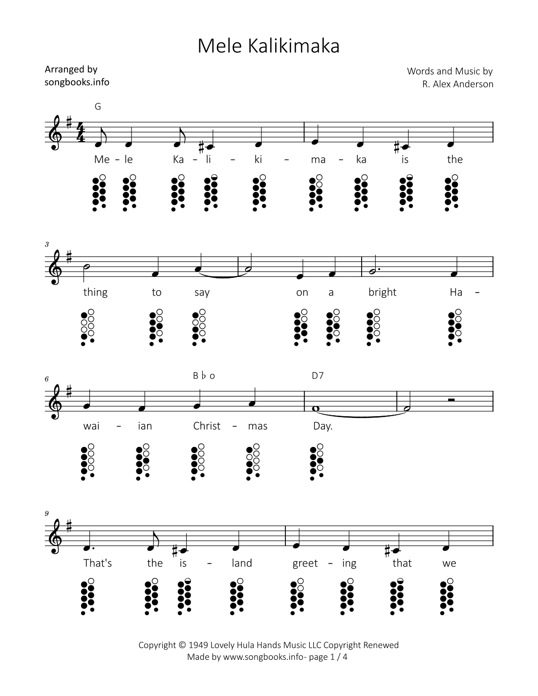 Mele Kalikimaka (arr. songbooks.info)