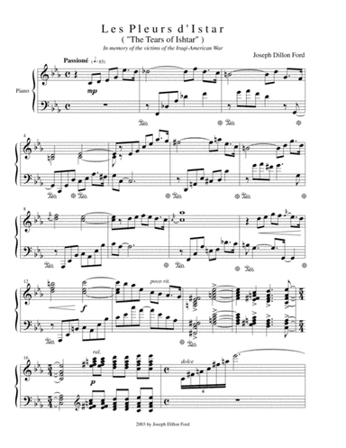 The Tears of Ishtar (Les pleurs d'Istar) for piano solo