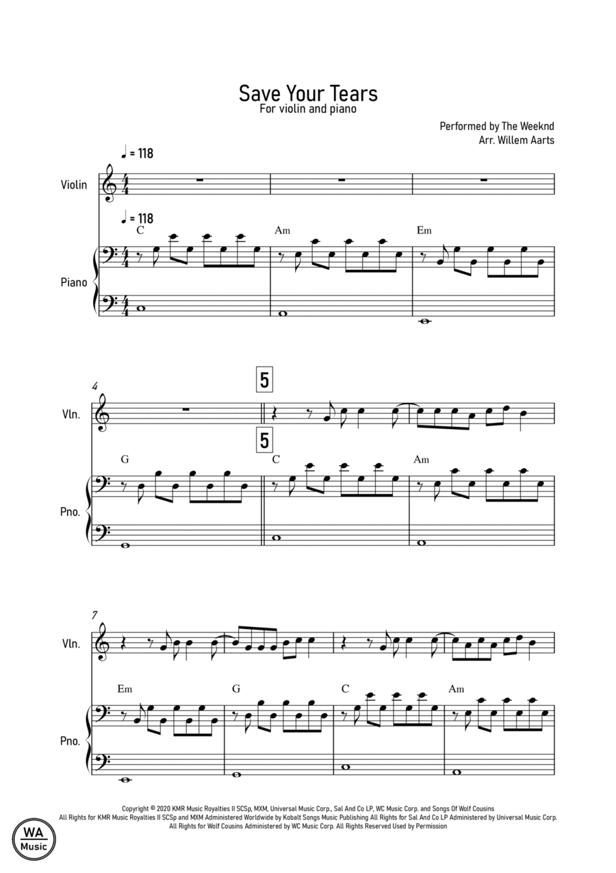 Save Your Tears (arr. Willem Aarts)
