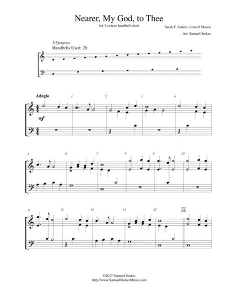 Nearer, My God, to Thee - for 3-octave handbell choir (arr. Samuel Stokes)