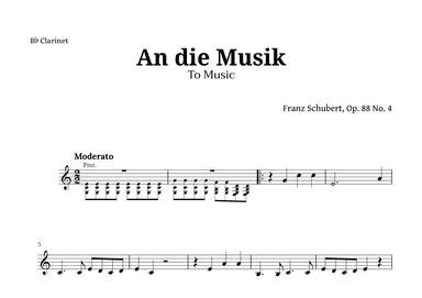 An die Musik (To Music) by for Clarinet (arr. Langanho)