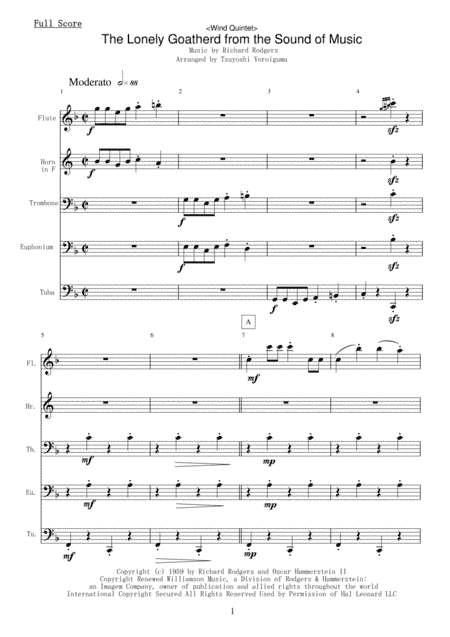 The Lonely Goatherd from the Sound of Music (arr. Tsuyoshi Yoroiguma)