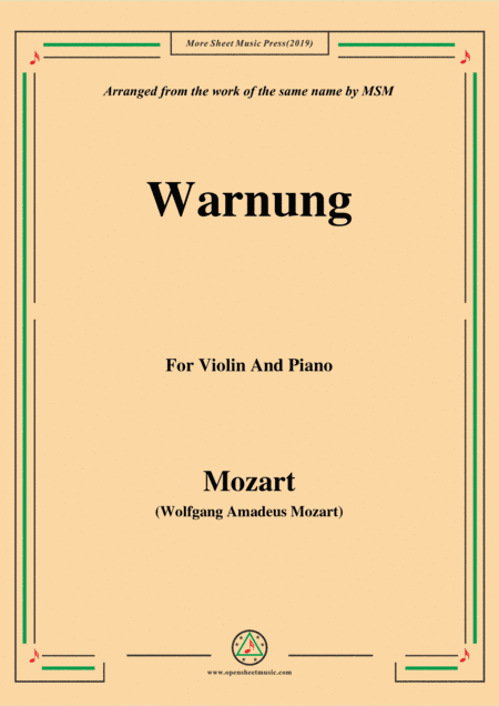 Mozart-Warnung,for Violin and Piano (arr. MSM)
