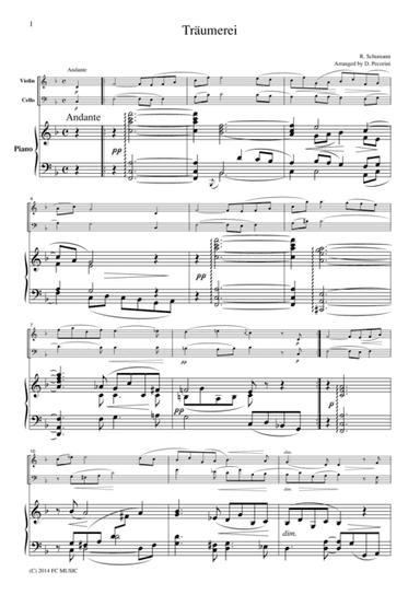 Träumerei, for piano trio, PS301 (arr.  D. Pecorini)