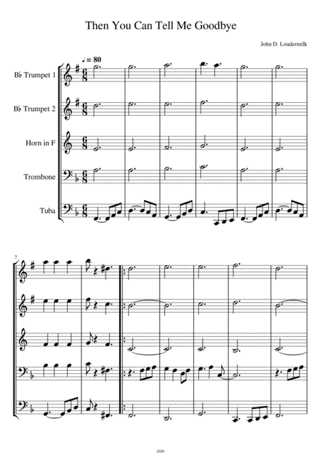 Then You Can Tell Me Goodbye (arr. Joseph Pugh)