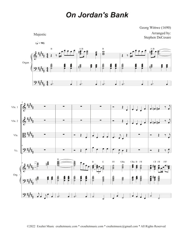On Jordan's Bank (String Quartet and Organ) (arr. Stephen DeCesare)