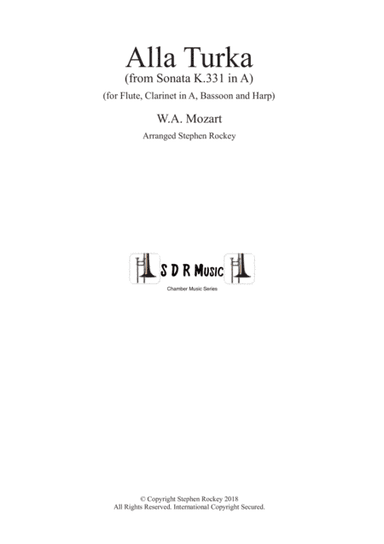 Alla Turka for Chamber Ensemble Flute Clarinet in A Bassoon Harp (arr. Arranged by Stephen Rockey)
