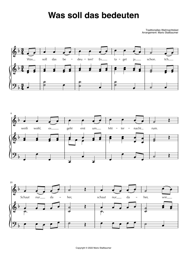 Was soll das bedeuten (arr. Mario Stallbaumer)
