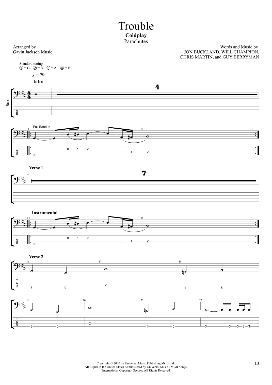 Trouble (arr. Gavin Jackson Music)