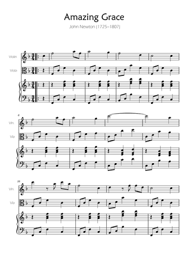 Amazing Grace - Violin and Viola Duet w/ Piano Accompaniment (arr. Ygor Nunes)