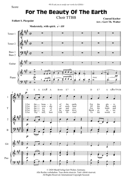 For The Beauty Of The Earth (arr. Gert Th. Walter)