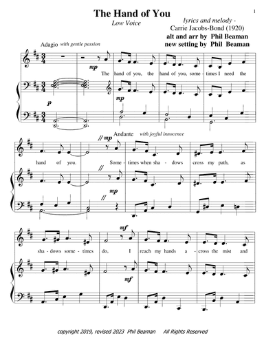 The Hand of You - low voice-piano (arr. Phil Beaman)