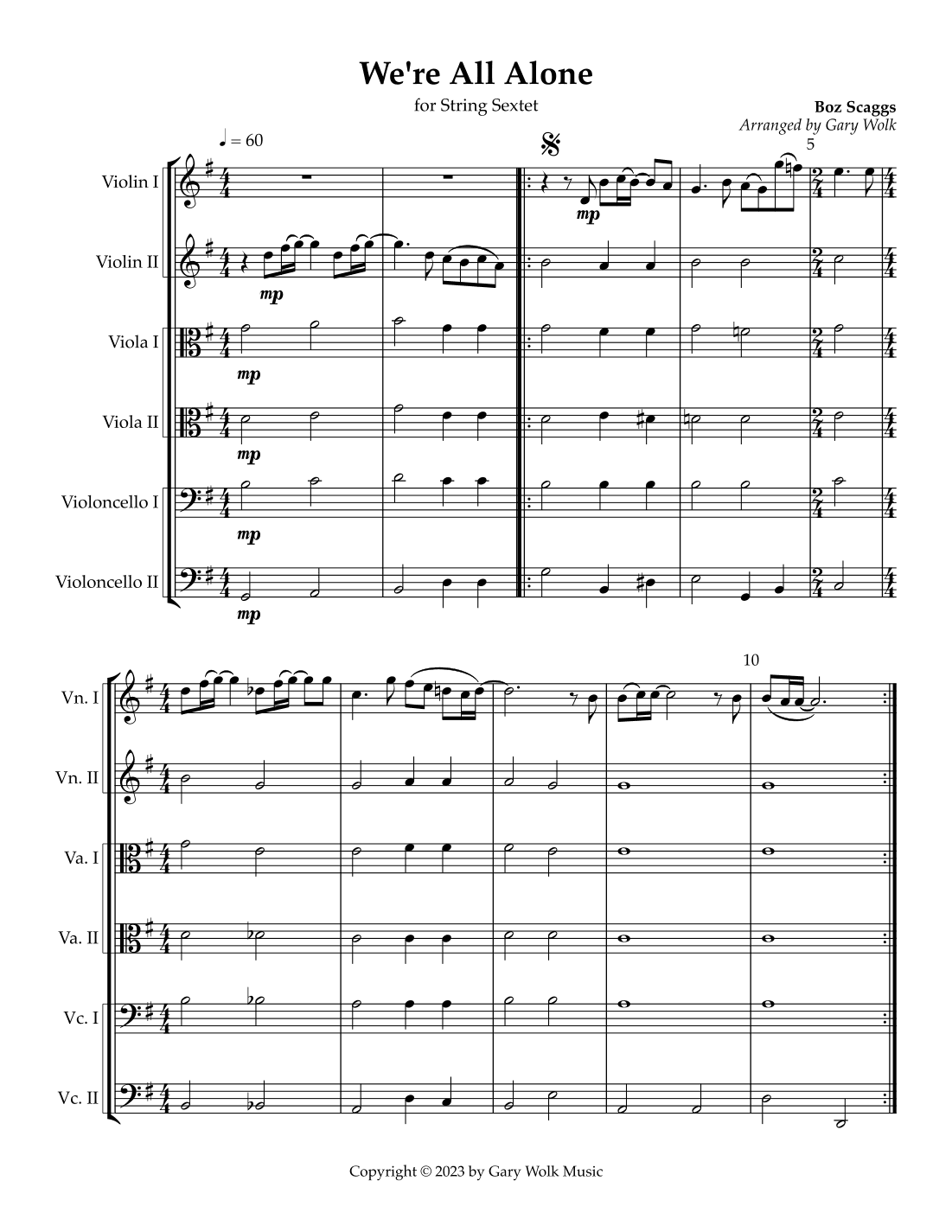 We're All Alone (arr. Gary Wolk)