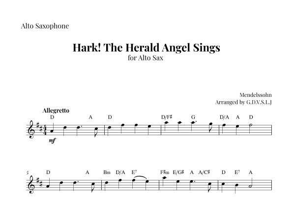 Hark! The Herald Angel Sings (arr. G.D.V.S.L.J)