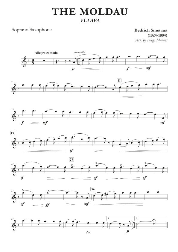 The Moldau for Soprano Saxophone and Piano (arr. Diego Marani)