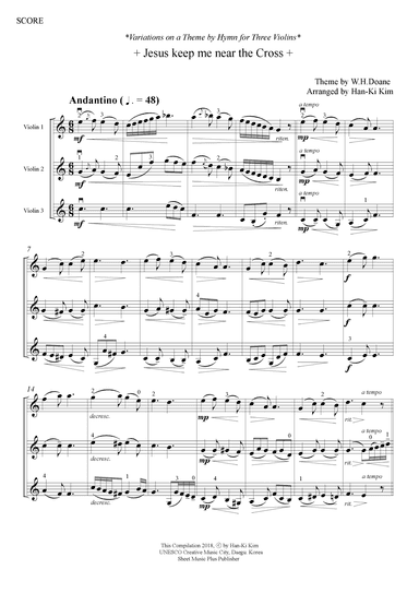 Jesus keep me near the Cross(For 3 Vns)) (arr. Han-Ki Kim)