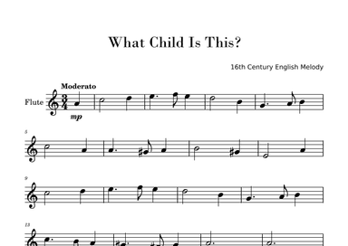 What Child Is This? (Greensleeves) for Easy Flute Solo (arr. Gisele Sant'Ana)
