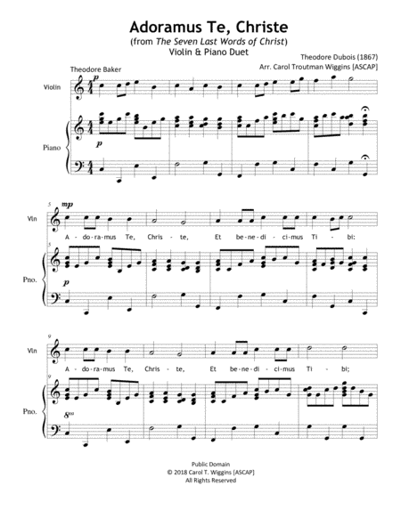 Adoramus Te, Christe (Violin & Piano) (arr. Carol Troutman Wiggins [ASCAP])