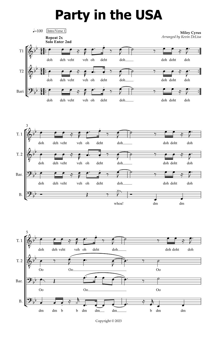 Party In The U.s.a. (arr. Kevin DeLisa)