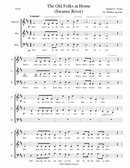 The Old Folks at Home - Swanee River (arr. Matthew Karram)