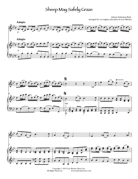 Bach - Sheep May Safely Graze, arranged for Cor Anglais and Piano (arr. Len Rhodes)