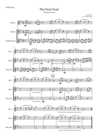 The First Noel (Christmas Song) for Woodwind Trio (arr. Fabio Britto)