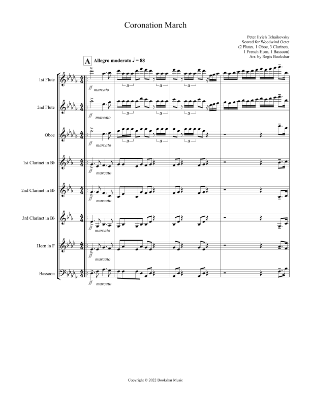 Coronation March (Db) (Woodwind Octet - 2 Flute, 1 Oboe, 3 Clar, 1 Hrn, 1 Bassoon) (arr. Regis Bookshar)