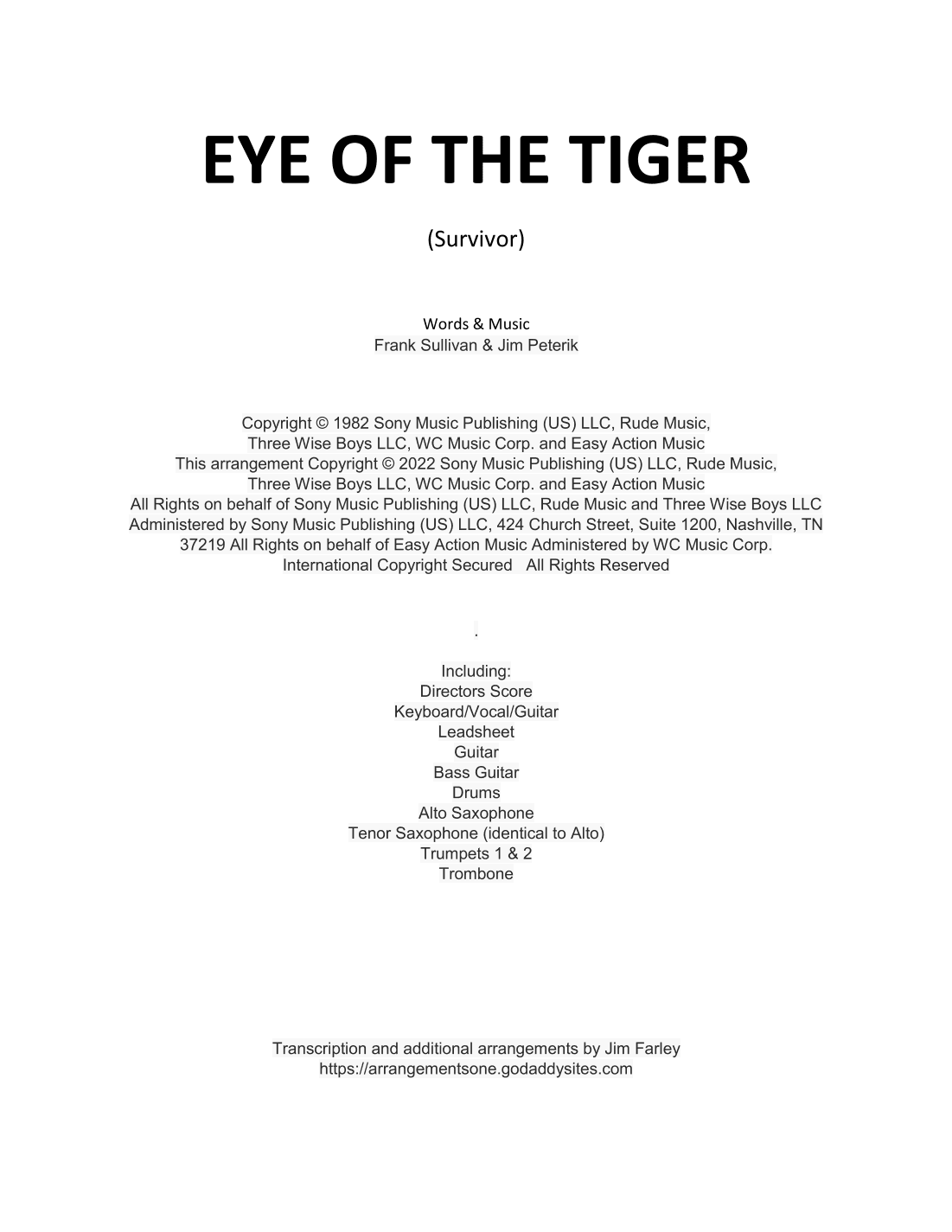 Eye Of The Tiger (arr. Jim Farley)