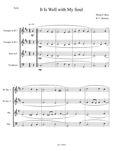 It Is Well with My Soul (Brass Quartet) (arr. B. C. Dockery)