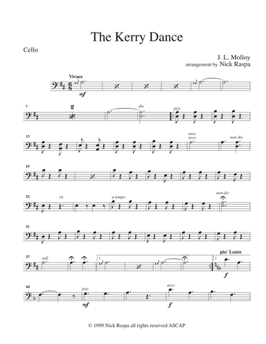 Kerry Dance (String Orchestra) Cello part (arr. Nick Raspa)