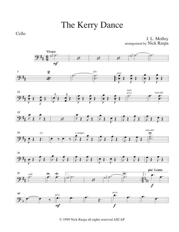 Kerry Dance (String Orchestra) Cello part (arr. Nick Raspa)